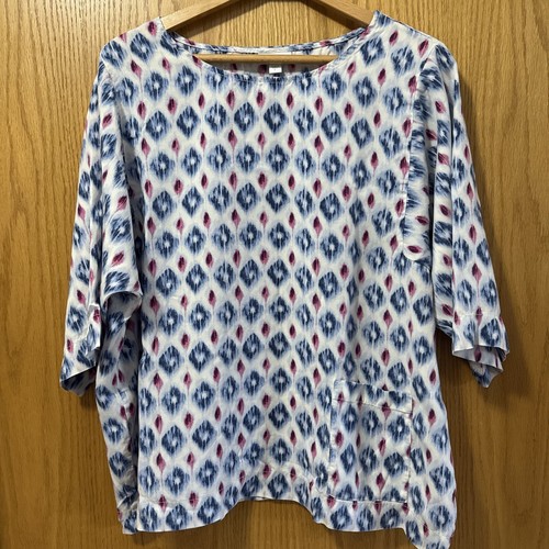 J. Jill Pure Jill Short Sleeve Top Batik w/ Pocket Sz LARGE 100% Tencel Lyocell - Picture 1 of 9