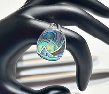 Unique Color Abalone Sterling Silver VTG Ring Size 6
