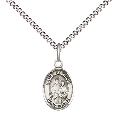 Pewter Small Saint Raphael the Archangel Medal Pendant 18'' Lobster Claw Necklace
