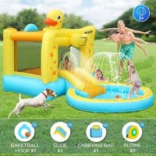 Water Slide Bounce House w/Ball Pit, Slide, Sprinklers, Toddler Bounce House