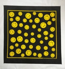 Smiley Face Black 22x22 Bandanna