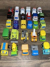 Mini Pull-Back Cars Trucks Construction Police Fire trucks Lot Of 28 Toys EUC