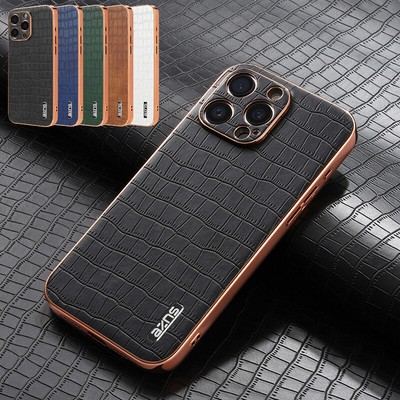 For iPhone 17 Pro Max 16 15 14 13 12 Luxury Crocodile Pattern Leather Case Cover