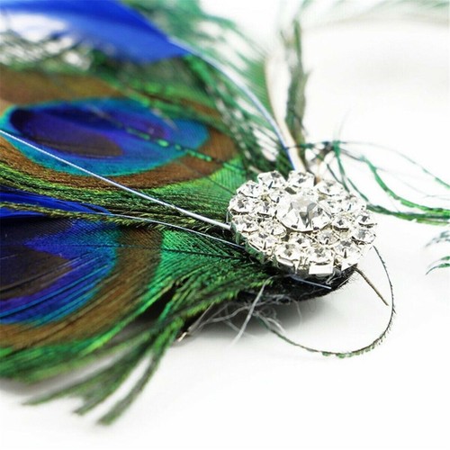 Peacock Feather Fascinator Hair Clip Wedding Gatsby Party Vintage Headpiece Gift - Picture 8 of 10
