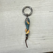 SATURNO Hallmarked Sterling Silver Enamled FISH Key ring