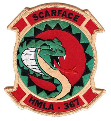 4'' MARINE CORPS HMLA-367 SCARFACE HELICOPTER SQUADRON EMBROIDERED JACKET PATCH