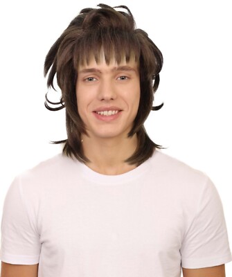 HPO Adult Men's Brown Spiky Anime Character Wig, Best for Halloween,HM-1620