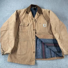 Vintage Carhartt 6BLCT Duck Canvas Blanket Lined Chore Barn Jacket 42T Union USA