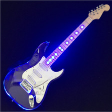 Custom ST Electric Guitar Acrylic Body Blue LED Light Maple Fretboard Guitar