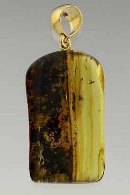 4 Insects WASPS & ANT Genuine BALTIC AMBER Gold Plated Silver Pendant 8.6g 503-7