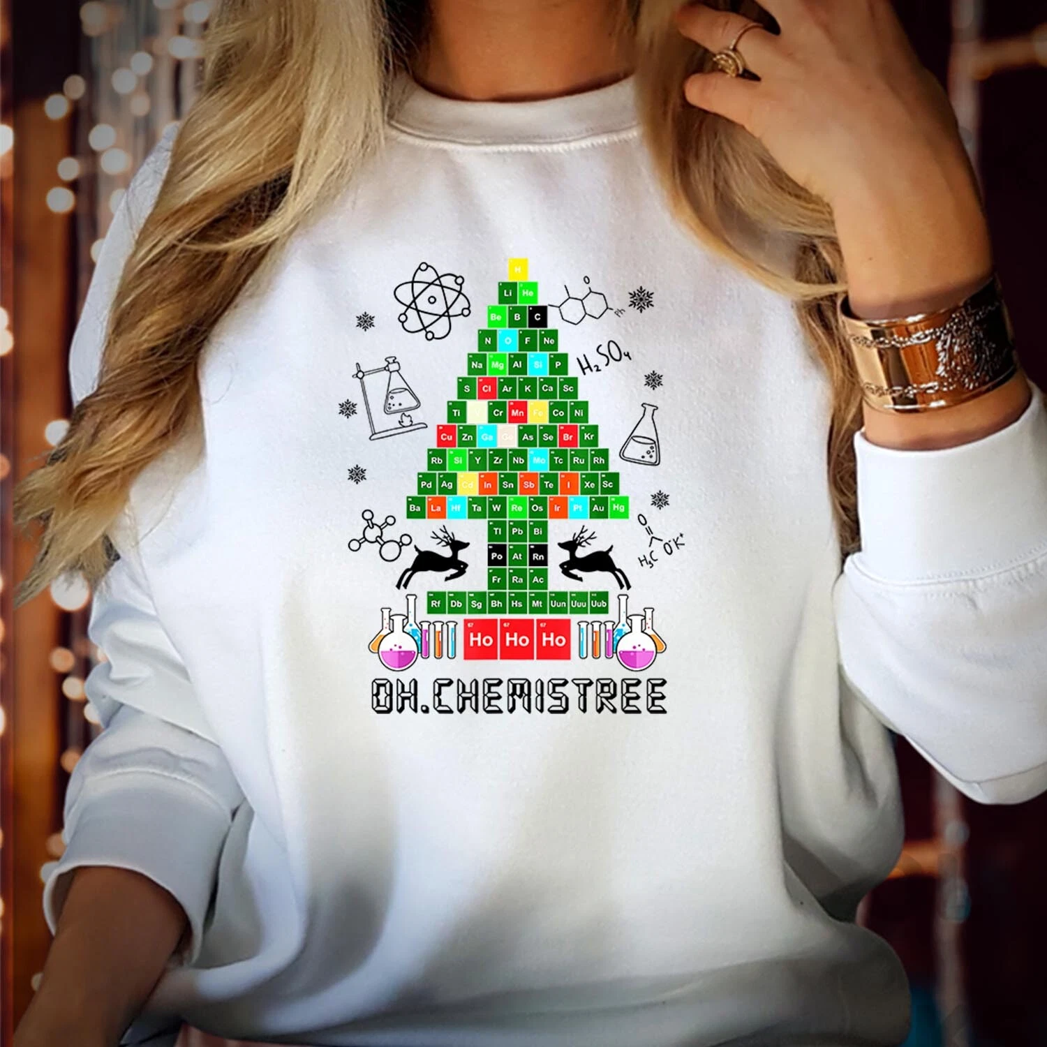Chemistree Science Nerd Geek Periodic Table Christmas Sweatshirt