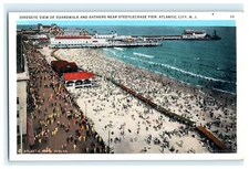 Birdseye View Of Boardwalk & Bathers Near Steeplechase Pier Atlantic City NJ