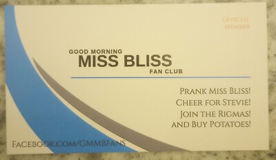 ''Good Morning Miss Bliss'' (Saved by the Bell) Fan Club Membership Card