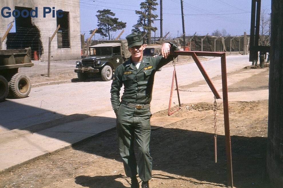 XX45-d Vintage 35mm Slide Photo-Military Man in Korea -Red