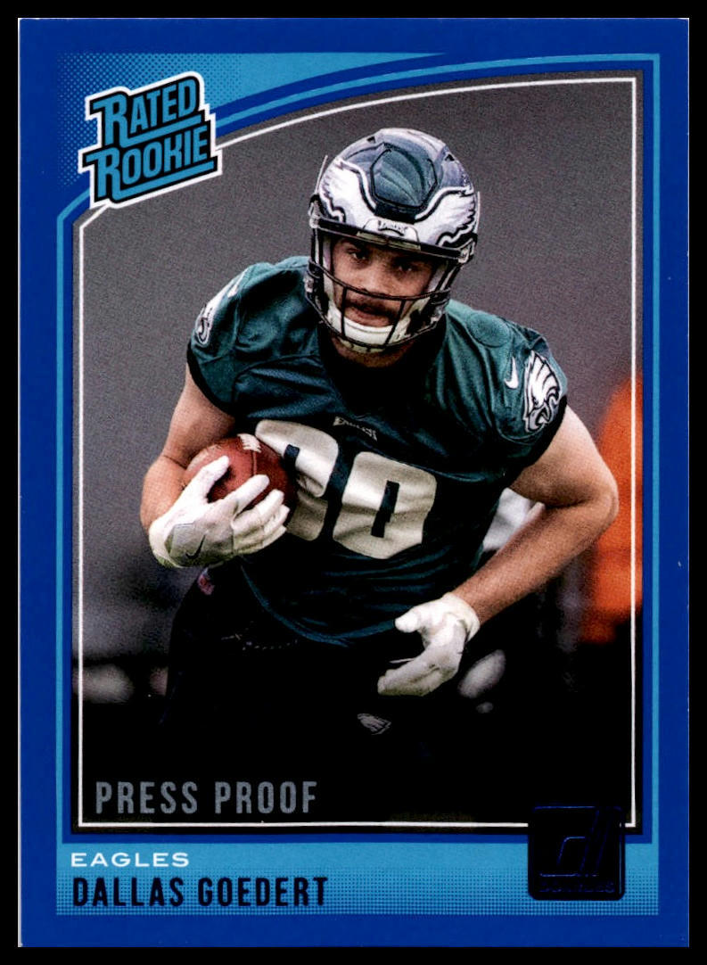 2018 Donruss #347 Dallas Goedert Press Proof Blue