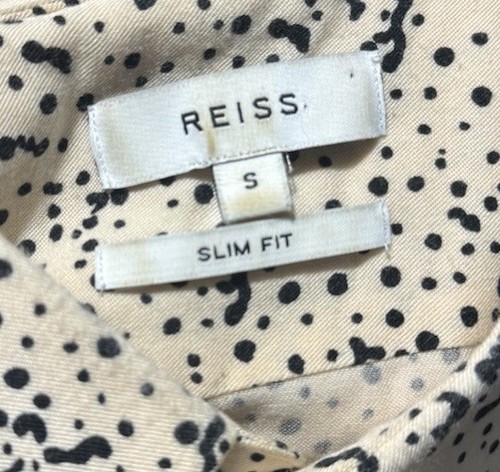 REISS Fosano Paint Print Beige Shirt Long Sleeve Size Small S Slim Fit Smart - Picture 6 of 8