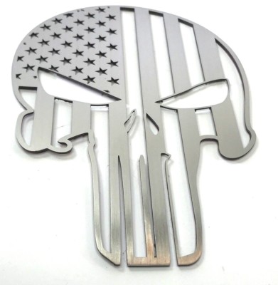 punisher skull emblem w american flag brushed stainless steel ebay punisher skull emblem w american flag brushed stainless steel ebay