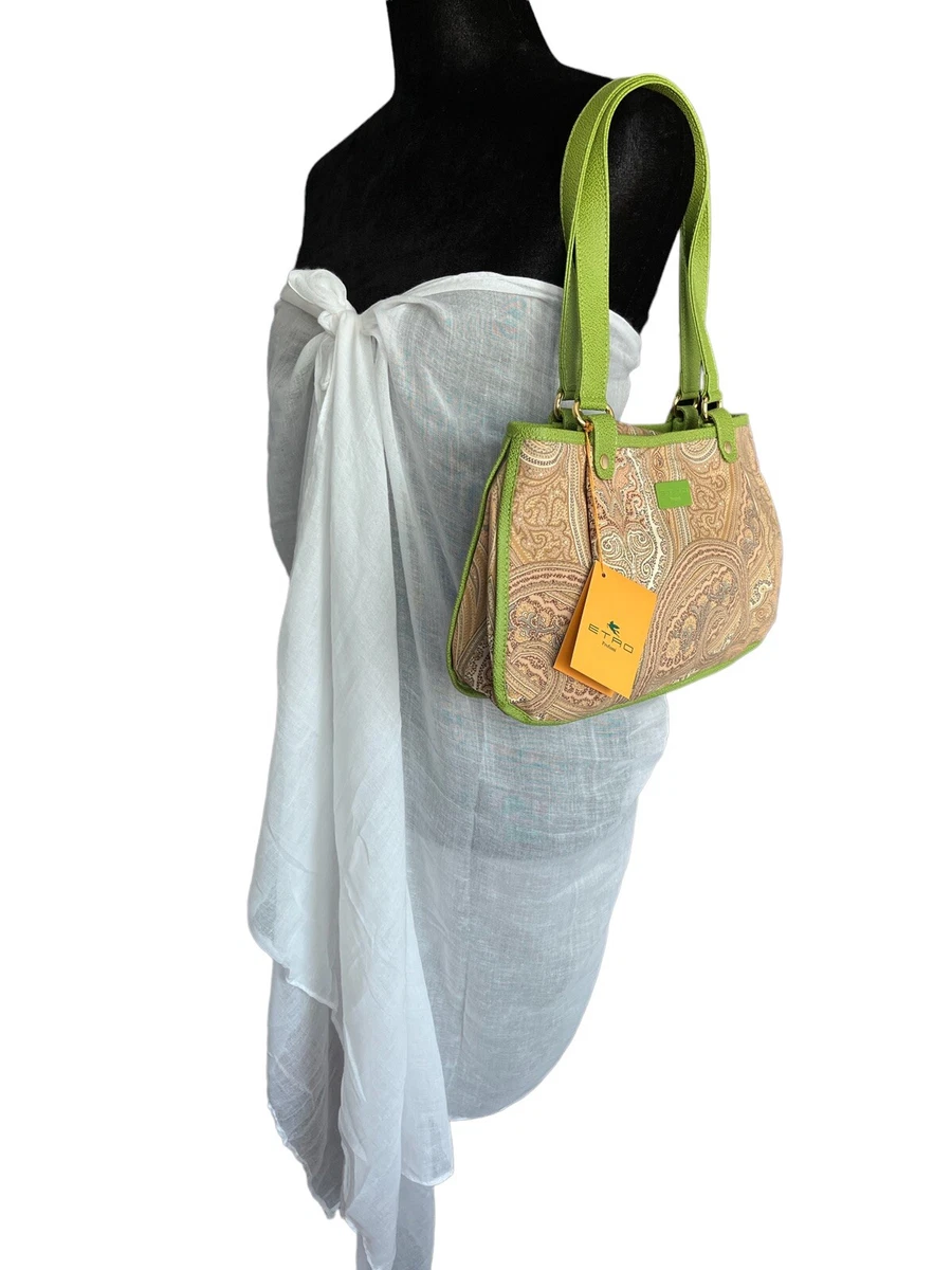 New ETRO Women's Small Tote Bag Paisley Brown Green Made in Italy