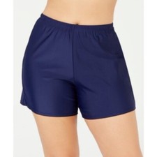 Island Escape Navy Blue Swim Shorts High Rise Full Coverage Lined Women 22W NEW