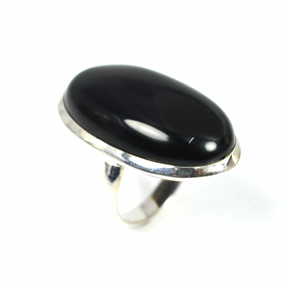 Anillo De Plata Esterlina 925 Hecho A Mano De Ónix Negro Todas Las Tallas BO-99 - Imagen 2 de 4