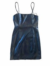 Endless Blue Faux Leather Mini Dress Black Size Medium