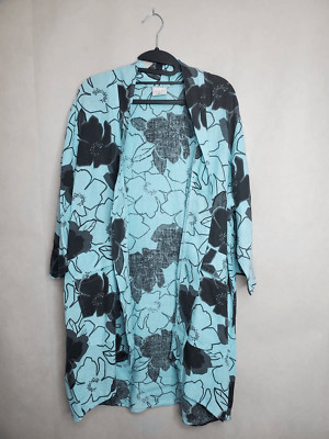 CMC Color Me Cotton Open Front Floral Jacket 100% Linen Made in USA Lagenlook