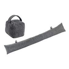 Image of Herringbone Door Stop & Draught Excluder Set Patterned Draft Block Doorstop Grey