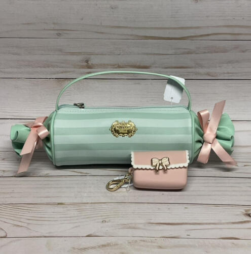 Bath & Body Works Candy Striped Cosmetic Bag & Pink Bow Pocketbac Holder Set