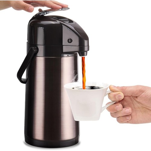 Upgraded Airpot Coffee Carafe StainlessSteel Drink Dispenser Dual Pump Easyclean - Picture 2 of 8