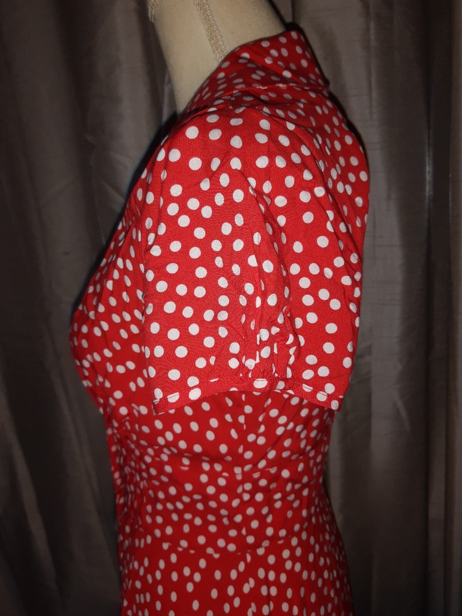 Joe Browns Red Polka Dot Button Front Dress UK 8 40s Inf Short Sleeve Mid  Length | eBay UK