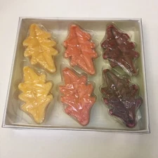 SET OF 6 HALLMARK FALL LEAVES THANKSGIVING FLOATING CANDLES