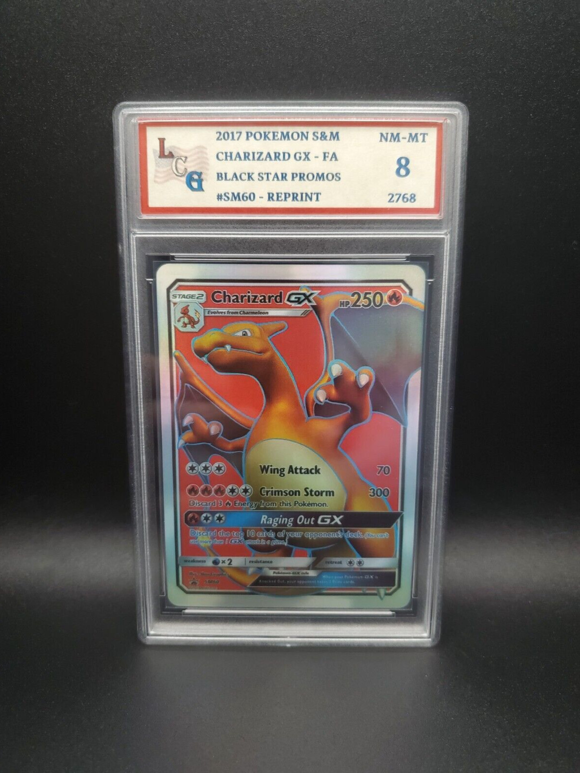 Charizard GX-FA #SM60 (2017) Pokémon S&M Promos REPRINT - Graded 8 [NM-MT]