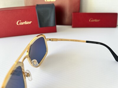 Cartier Santos Sunglasses CT0194S 003 Gold & Black Frame  display picture 1
