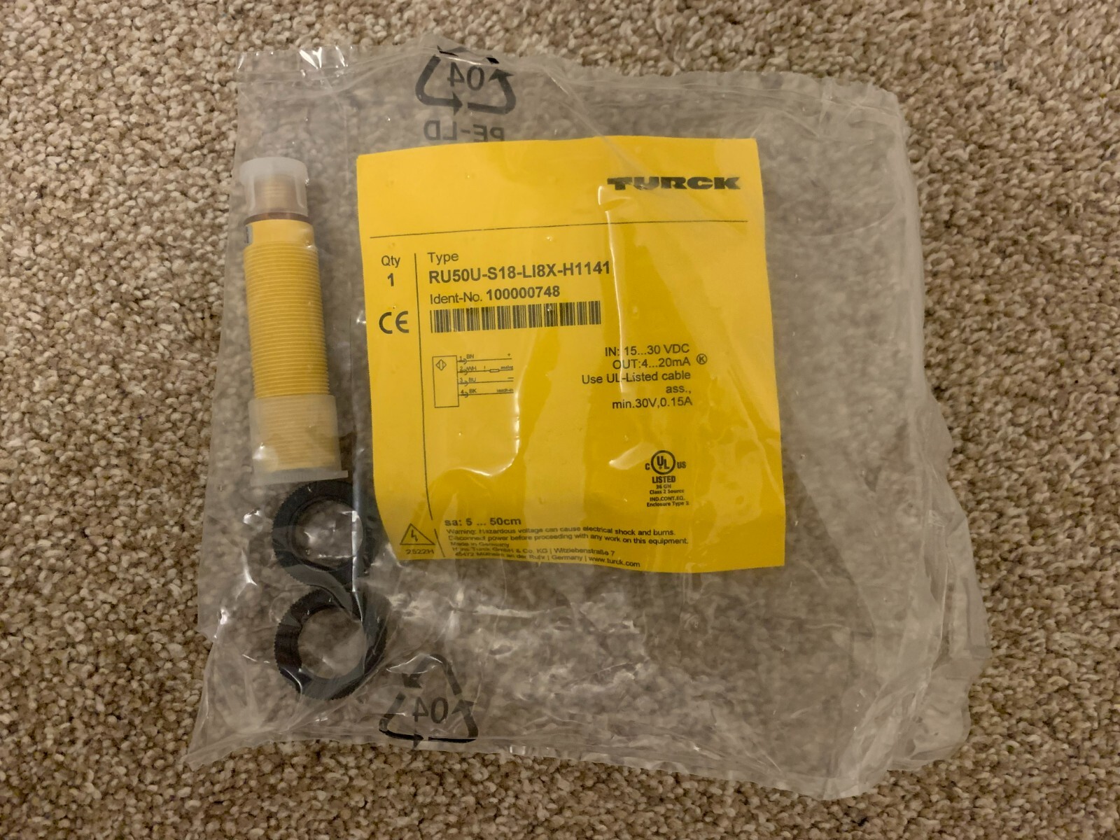 TURCK Level Sensor RU50U-S18-L18X-H1141