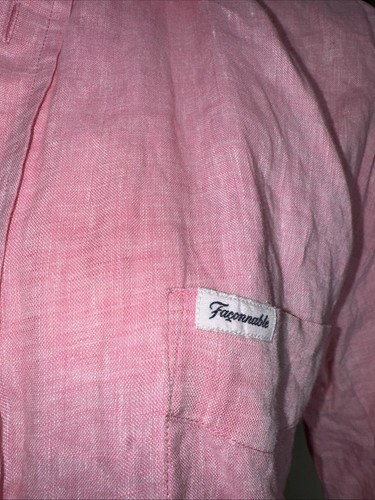 Camicia uomo Faconnable taglia media colore rosa manica lunga 100%lino - Foto 2 di 8