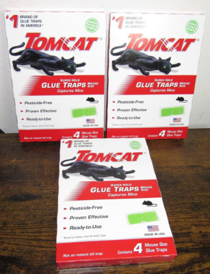 Tomcat super hold GLUE TRAPS Mouse size Lot of 3 for a total of 12 BRAND NEW