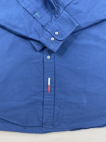 Tommy Hilfiger Camicia Uomo XL Extra Large 17 34-35 Blu Rosso Bottoni Manica Lunga - Foto 2 di 12