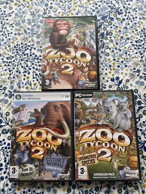 Zoo Tycoon 2 (PC 2004) + Extinct Animals & Endangered Species Expansions Packs