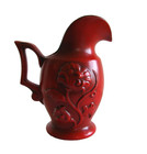 Vintage RARE Royal Haeger red ceramic floral black interior pitcher/vase #8145 — photo 1