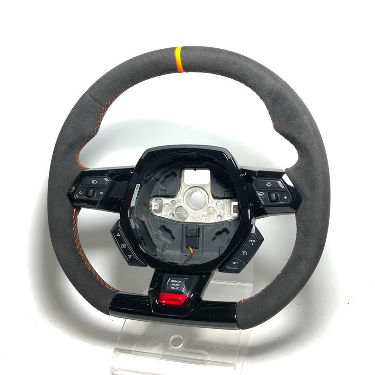 OE Lamborghini Huracan New Alcantara gloss black trim steering wheel orange ring