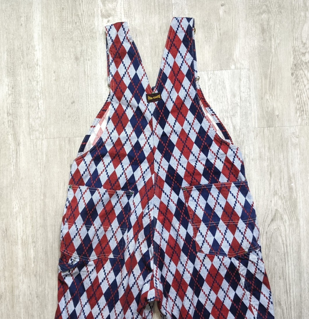 Vintage 50s Big Smith Union Made Sanforized Overalls Argyle Print 36 Waist image 4