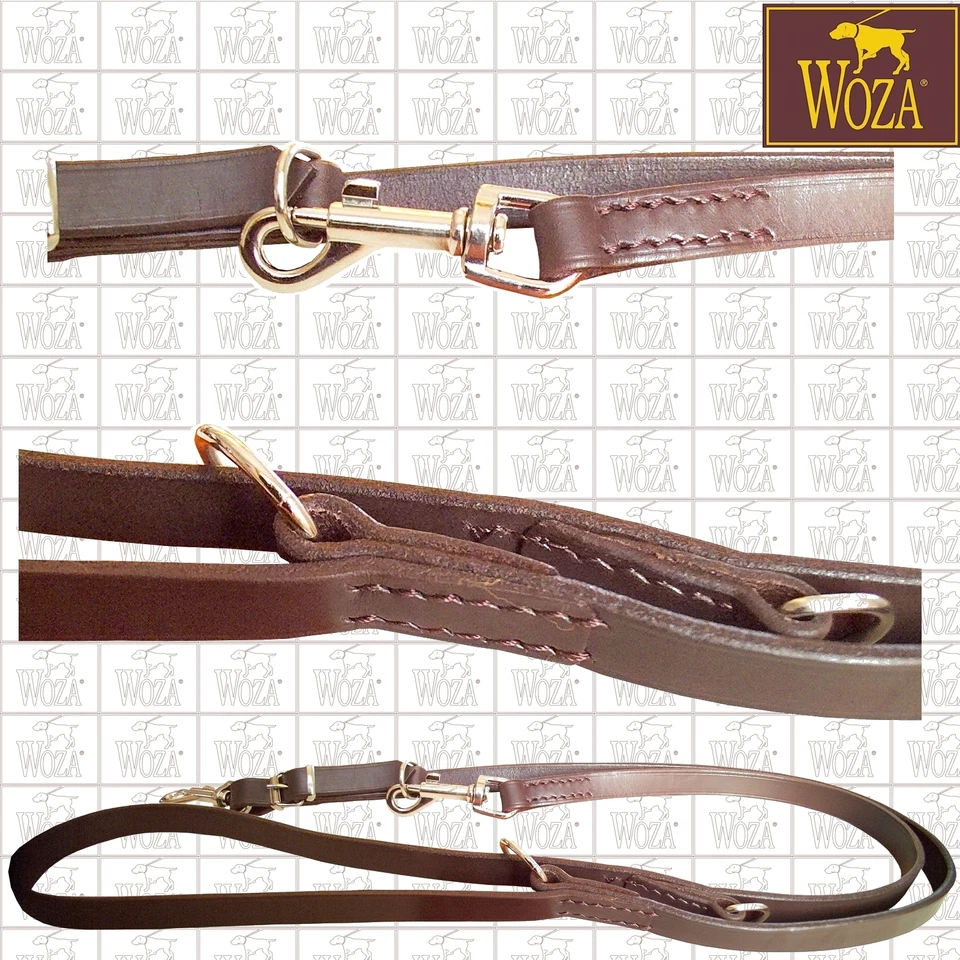 WOZA Premium Verstellbare Mehrzweckleine Handgenäht Vollleder Runde Kanten E1301
