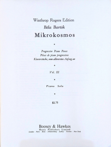 Bela Bartok Mikrokosmos Volume 3 Songbook Piano Solo Grade 2 Progressive Pieces - Picture 2 of 6