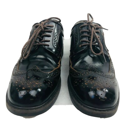 GH Bass Gus Perforated Pebbled Leather Wing Tips Oxfords Sz 9M Non