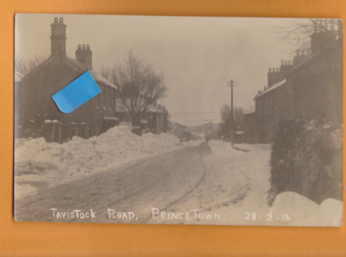 Devon-  Tavistock Road,  Princetown.   28.2.16.  Snow scene.      Postcard. - Picture 1 of 1