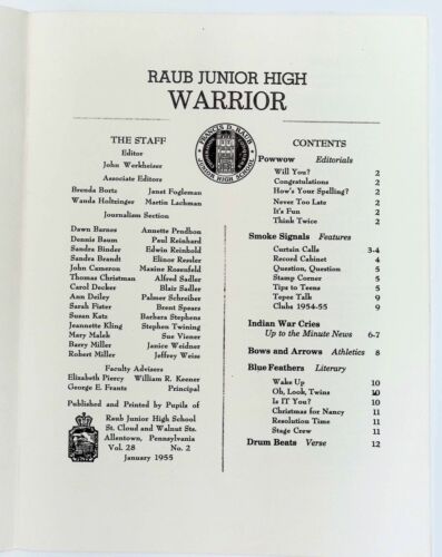 1955 Raub Junior High Warrior NewsLetter School Paper Allentown, PA - Picture 3 of 6