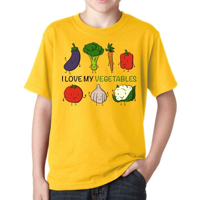 I Love My Vegetables Boys TShirt Youth Kids, Yellow eBay