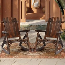 Adirondack Rocker Rustic Wood Rocking Patio Chair Indoor Outdoor Log Rocker