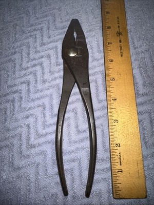 Vintage Utica Tools Slip Joint Pliers Wire Cutter Hand Tool #511-8