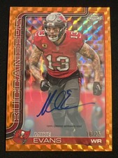 2025 Topps Chrome Mike Evan’s Orange Geometric Refractor /25 On Card Auto IV SP